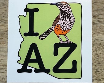 I Bird Arizona State Bird Sticker With Cactus Wren