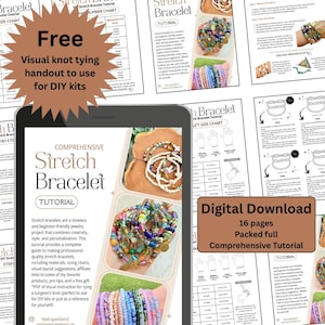 Jewelry Making Tutorial Stretch Bracelet Guide Digital Download PDF Format Beading Project Instructions Step By Step Process Beginner Friendly Resource Complete Materials List Supply Information Bead Number Chart Size Guide Knot Tying