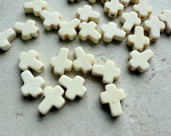 White Cross Bead Jewelry Making Supply Kit Religious Craft Item Component Bracelet Material Spiritual Necklace Pendant Charm Howlite