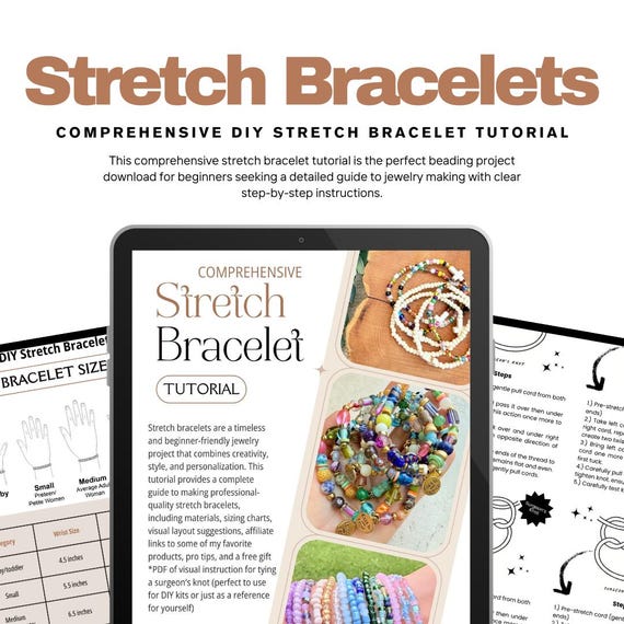 Stretch Bracelet Tutorial Beading Project Download Beginner Guide Jewelry Making Instruction Step-By-Step Craft Supply Resource Digital Bead