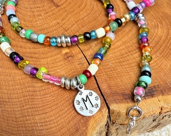 Personalized Initial Necklace Gift Idea for Birthday Gift Woman Beaded Jewelry Design Inspiration Bohemian Style Charm Necklace Custom Set