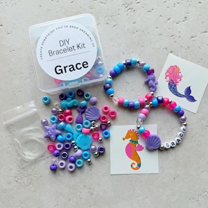 Kids Craft Activity Set DIY Bracelet Making Collection Party Favor Package Custom Name Project Perfect Birthday Gift Personalized Jewelry Making Kit Complete Supply Set Storage Container Included Creative Activity Pack Fun Party Project