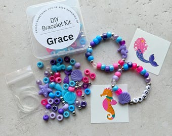 DIY Bracelet Kits for Kids Mermaid Themed Birthday Party Favors Children's Craft Kits Creative Activity Pack Fun Party Project Ideas