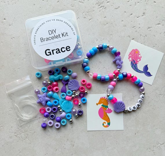 DIY Bracelet Kits for Kids Mermaid Themed Birthday Party Favors Children's Craft Kits Creative Activity Pack Fun Party Project Ideas