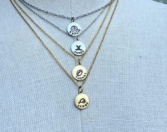Personalized Sport Necklace Stainless Steel Chain Athletic Pendant Volleyball Gift Team Captain Award Custom Name Engraved Charm Basketball