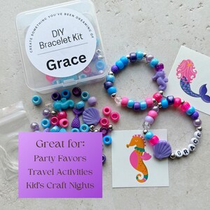 DIY Bracelet Kits for Kids Mermaid Themed Birthday Party Favors Children's Craft Kits Creative Activity Pack Fun Party Project Ideas Under The Sea Party Complete DIY Kit Storage Container Included Travel activities Kids Craft Night