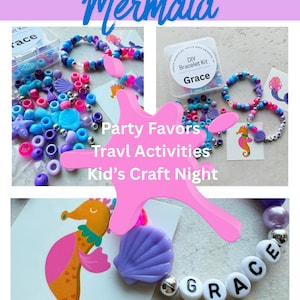 DIY Bracelet Kits for Kids Mermaid Themed Birthday Party Favors Children's Craft Kits Creative Activity Pack Fun Party Project Ideas bild 7