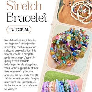 Digital PDF Tutorial Stretch Bracelet Making Beginner Guide Beading Project Download Complete Instructions Jewelry Making Resource Step By Step Technique Materials List Supply Information Bead Number Chart Size Guide Knot Tying Method Video