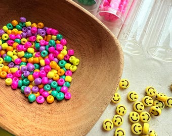 Seed Bead Bottle Colorful Bracelet Making Supply Kit Craft Material Smiley Face Collection Glass Jar Handmade Component Beading Project
