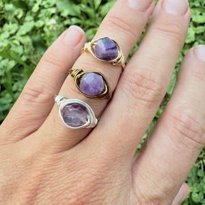 Handmade Crystal Jewelry Bohemian Style Wire Wrap Gemstone Ring Natural Stone Boho Crystal Fashion Accessory Dainty Design Custom Sizes
