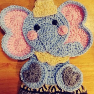 Vintage Elephant Crocheted Applique - Ready to ship - Elephant Applique - Peanuts - Dumbo