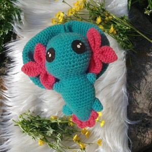 Aqua Axolotl / Axolotl / Crochet Plushie / Cute Axolotl / Amigurumi Axolotl Stuffie / Axolotl Crochet Accessory