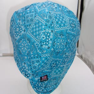 Bandana Welding Hat, Hard Hat Liner, Pipe Fitter Hat LIGHT BLUE