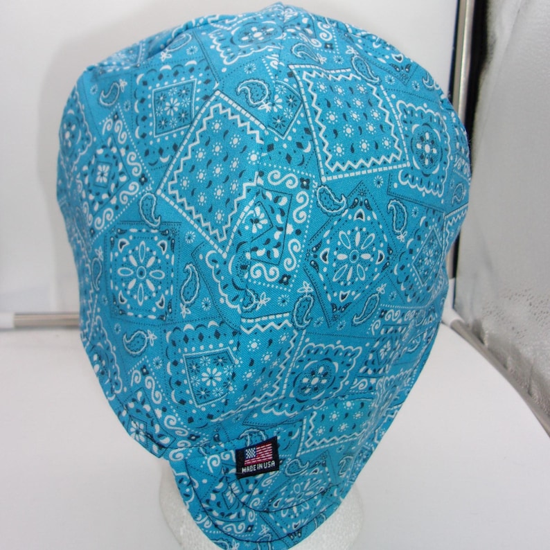 Bandana Welding Hat, Hard Hat Liner, Pipe Fitter Hat LIGHT BLUE