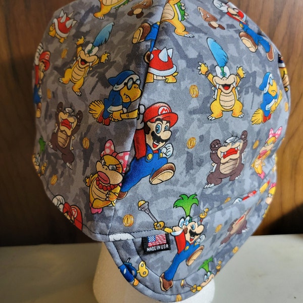 Super Mario Welding Hat,  Hard Hat Liner, Welder, Construction, Pipe Fitter Hat Made to Order