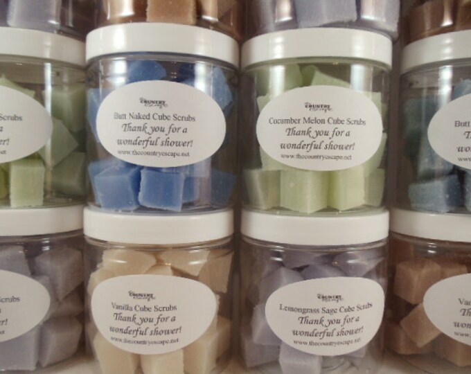 8 Oz Jar of 25 Sugar Cube Scrubs Free Custom Label Available Wedding