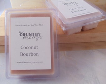 Coconut Bourbon Scented 100% Soy Wax Clamshell Melt - Complex Coconut Blend -Maximum Scented