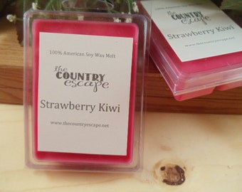 Strawberry Kiwi Scented 100% Soy Wax Melt - Crisp and Fruity -Maximum Scented