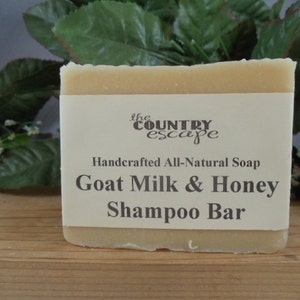 Goat Milk and Honey Shampoo Bar -Gentle & Moisturizing - Great Lather - Handcrafted - Organic - Natural Soap - Paraben Free