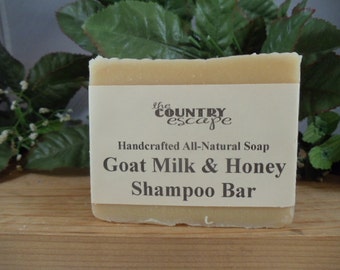 Goat Milk and Honey Shampoo Bar -Gentle & Moisturizing - Great Lather - Handcrafted - Organic - Natural Soap - Paraben Free