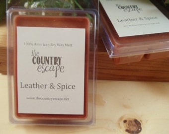 Leather and Spice Scented 100% Soy Wax Clamshell Melt - Sensual and Sassy -Maximum Scented