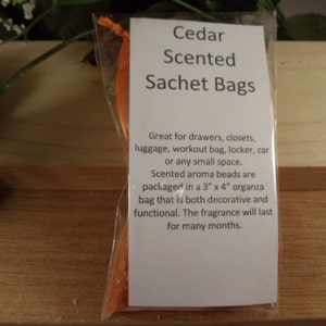 Cedar Scented Sachet Bag - Rustic Cedar Scent -Great for Drawers, Closets, Luggage, Workout Bags- Hostess Gifts-Bridal -Shower Gifts