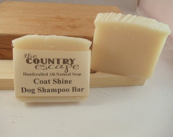 Coat Shine Doggy Shampoo Bar - with Essential Oils for Healthy Coat Skin - Great Lather - Handcrafted - Organic - Vegan - Natural Soap