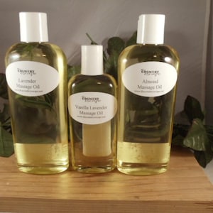 Massage Oil made from Organic Sweet Almond Oil - Choose from either Essential Oil or Skin Safe Fragrance Oil available in 70 Scents