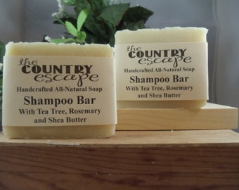 Tea Tree and Rosemary Shampoo Bar - Gentle & Moisturizing - Great Lather - Handcrafted - Organic - Vegan - Natural Soap - Paraben Free