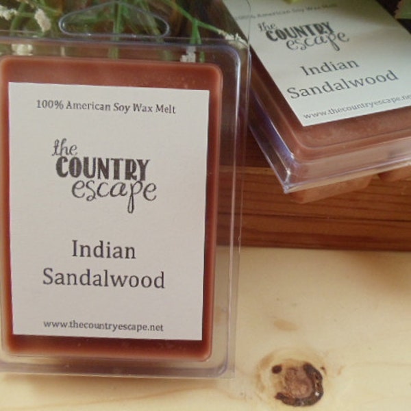 Indian Sandalwood Scented 100% Soy Wax Clamshell Melt - Sensual and Clearing -Maximum Scented