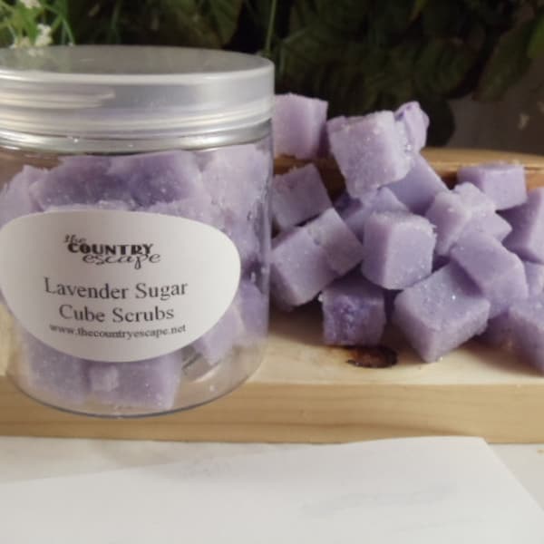 Lavender Sugar Scrub Cubes- with Essential Oil and Jojoba Oil- Gentle Exfoliation