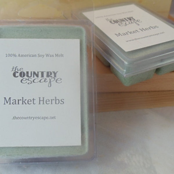 Market Herbs Scented 100% Soy Wax Melt - True Herbal Scent - Maximum Scented