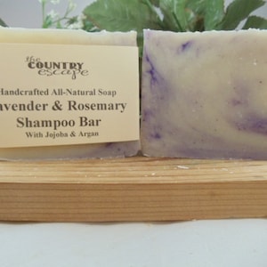 Lavender and Rosemary Shampoo Bar - Handcrafted - Organic - Vegan with Jojoba and Argan Oil -Great Lather -All Natural Paraben Free