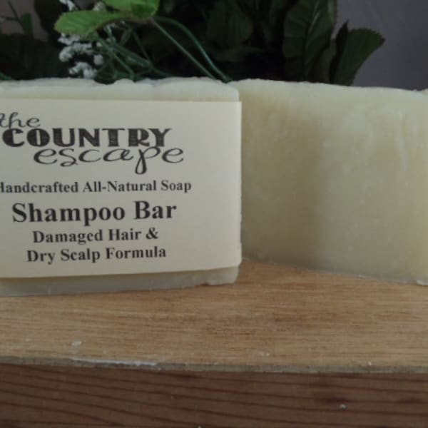 Shampoo Bar -Damaged Hair & Dry Scalp Formula -- Great Lather - Handcrafted - Organic - Vegan - Natural Soap - Paraben Free