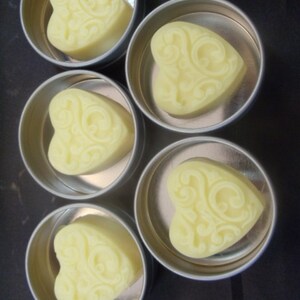 Heart Lotion Bars w/ Round Tin for Special Occasions Wedding Favors Baby Shower Favors Bridal Shower Gifts Hostess Gifts image 3