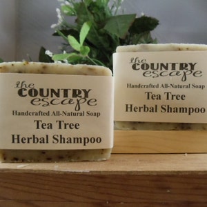 Tea Tree Herbal Shampoo Bar - Great Lather - Handcrafted - Organic - Vegan - Natural Soap - Paraben Free