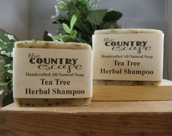 Tea Tree Herbal Shampoo Bar - Great Lather - Handcrafted - Organic - Vegan - Natural Soap - Paraben Free