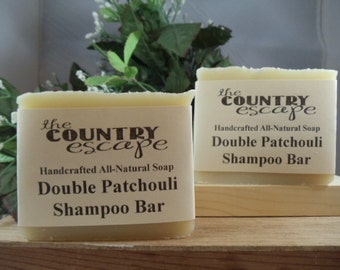 Double Patchouli Shampoo Bar - Handcrafted with Jojoba and Argan Oils -Lathers Great- Gentle & Moisturizing- Organic - Vegan - Paraben Free