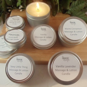 Relaxing Massage and Lotion Candles w/ Jojoba Oil- Shea & Cocoa Butters - Hostess Gift - Party Favor - Bridal Shower Gift