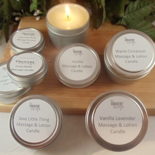 Relaxing Massage and Lotion Candles w/ Jojoba Oil- Shea & Cocoa Butters - Hostess Gift - Party Favor - Bridal Shower Gift