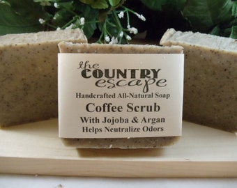 Coffee Scrub Soap -Gentle & Moisturizing - Great Lather - Handcrafted - Organic - Vegan - Natural Soap - Paraben Free