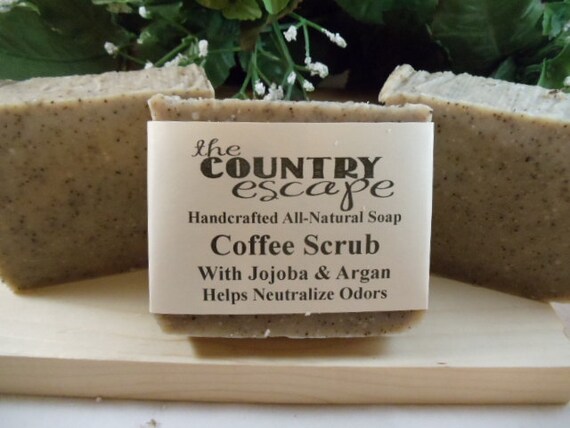 Coffee Scrub Soap -Gentle & Moisturizing - Great Lather - Handcrafted - Organic - Vegan - Natural Soap - Paraben Free