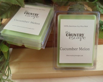 Cucumber Melon Scented 100% Soy Wax Melt - Cool and Refreshing -Maximum Scented