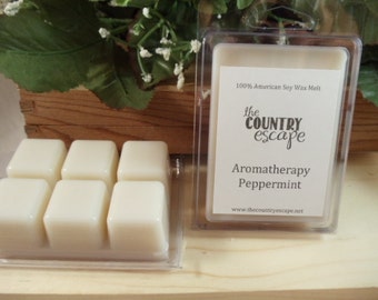 Peppermint Essential Oil Scented Soy Wax Candle Melt- Maximum Scented