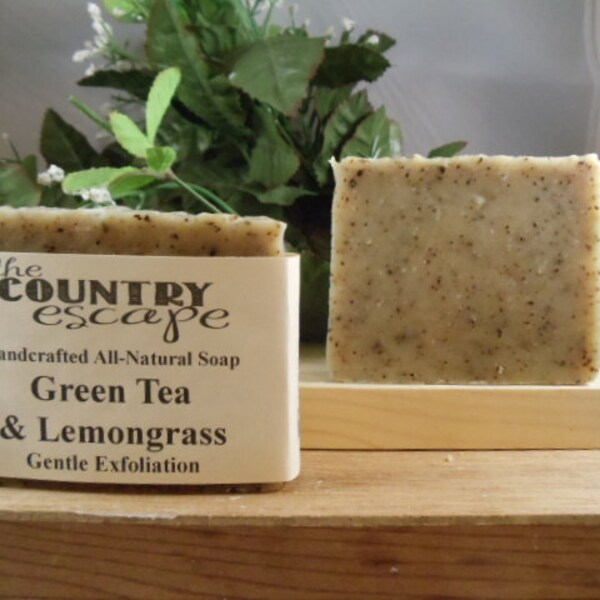 Green Tea and Lemongrass Soap -Gentle & Moisturizing - Great Lather - Handcrafted - Organic - Vegan - Natural Soap - Paraben Free