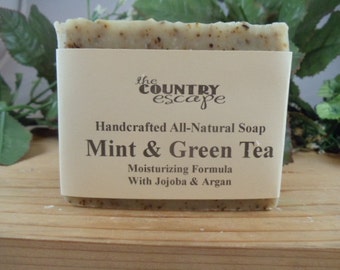 Mint and Green Tea Olive Oil Soap Soap -Handcrafted -All Natural Vegan -Naturally Scented with Shea Butter