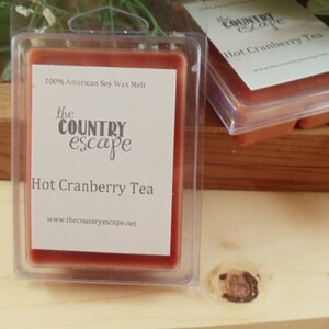 Hot Cranberry Tea Scented 100% Soy Wax Clamshell Melt - Crisp and Pleasing -Maximum Scented