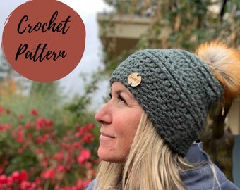 Patrón de gorro de crochet para principiantes: Gorro de hilo grueso (Patrón PDF)