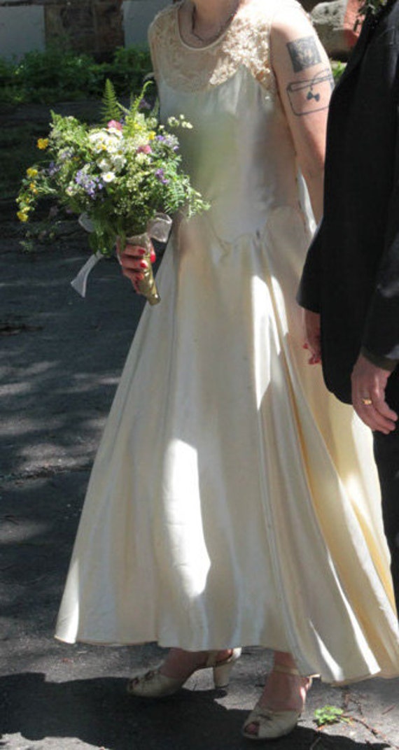 1920s White Sleeveless Satin Wedding Dress Etsy