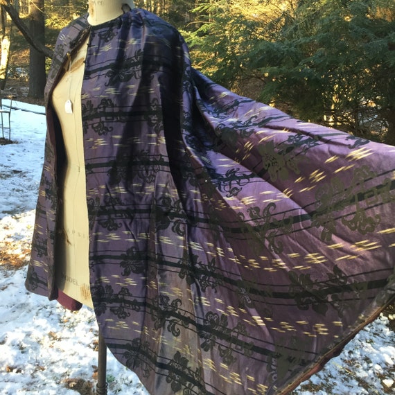Purple and black silk victorian cape
